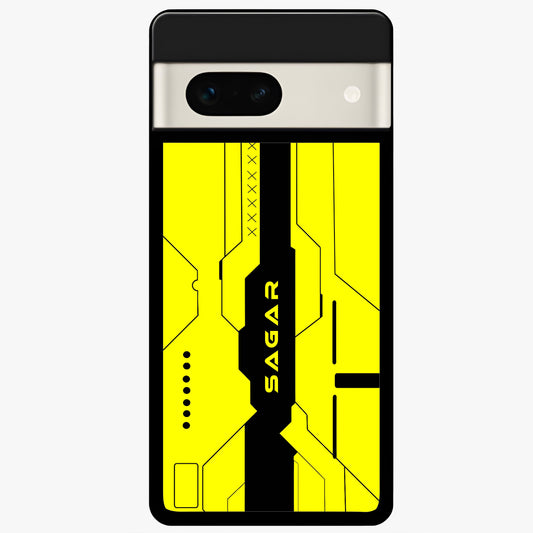  Circuit CYBERPUNK Custom Name Glass Case For Google Pixel 7A back cover – full design glossy printed glass finish