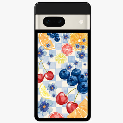  Citrus Bloom Joy Glass Case For Google Pixel 7A back cover – full design glossy printed glass finish