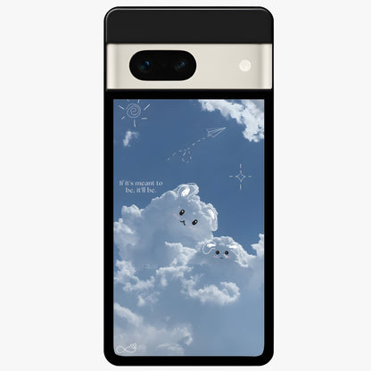  Cloud Bunny Dreams Glass Case For Google Pixel 7A back cover – full design glossy printed glass finish