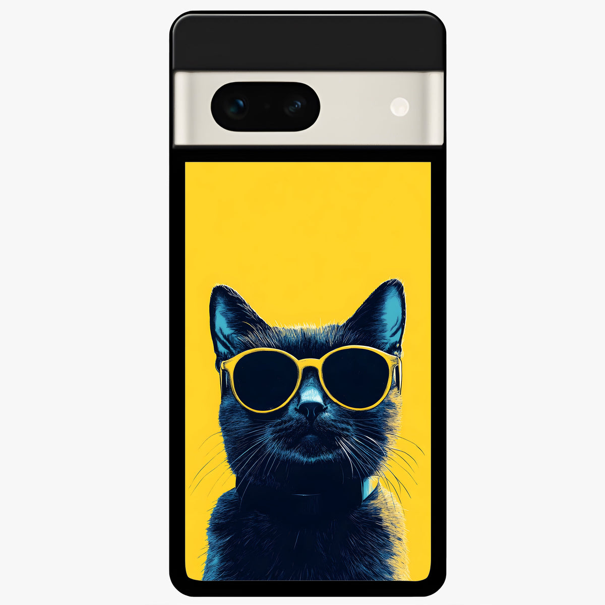  Cool Cat Vibes Glass Case For Google Pixel 7A back cover – full design glossy printed glass finish