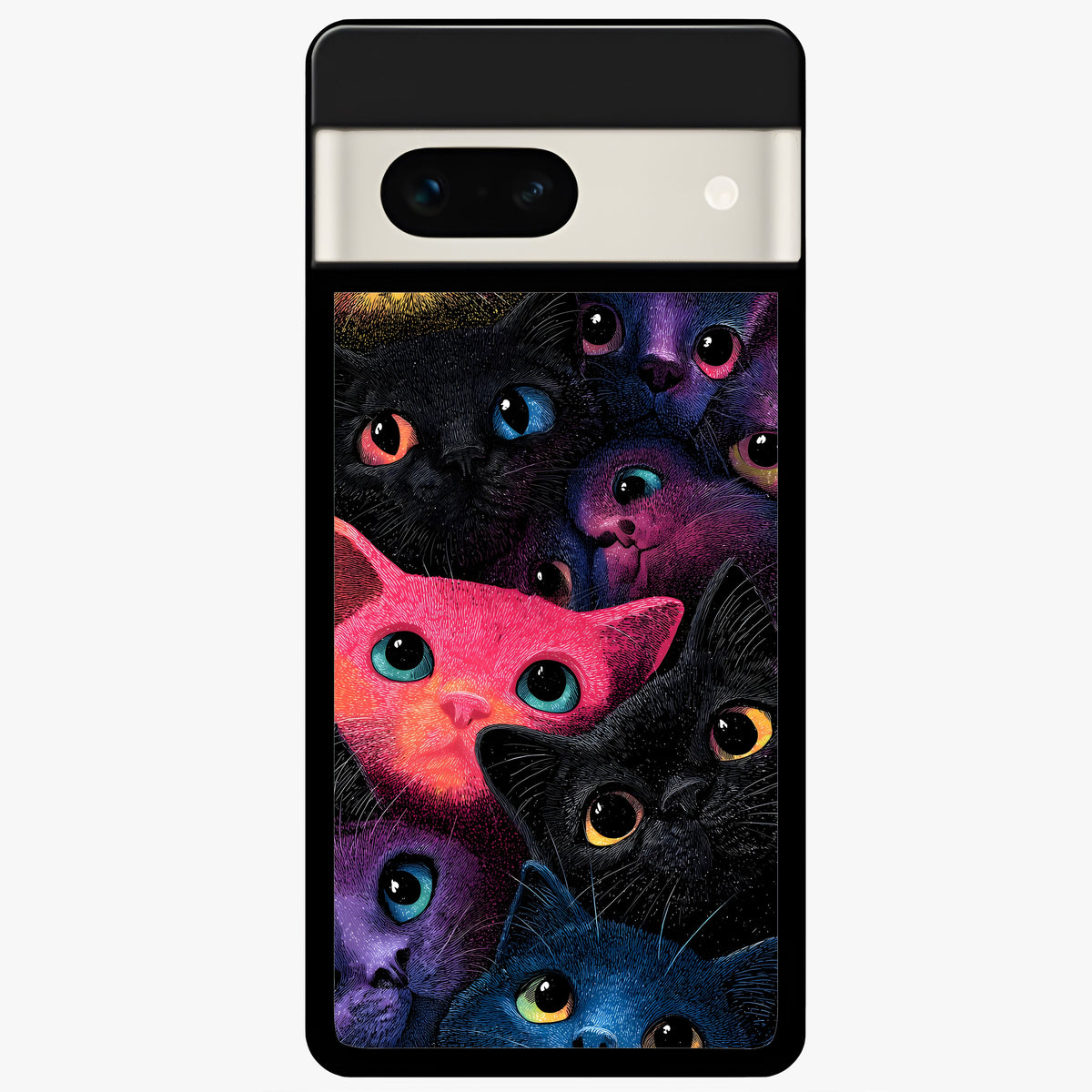  Cosmic Cats Dreams Glass Case For Google Pixel 7A back cover – full design glossy printed glass finish