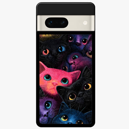  Cosmic Cats Dreams Glass Case For Google Pixel 7A back cover – full design glossy printed glass finish