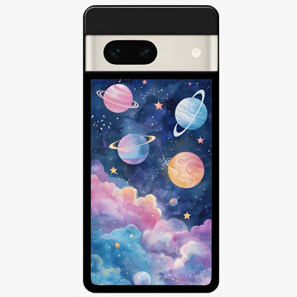  Cosmic Planet Dreams Glass Case For Google Pixel 7A back cover – full design glossy printed glass finish