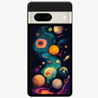  Cosmic Planet Journey Glass Case For Google Pixel 7A back cover – full design glossy printed glass finish