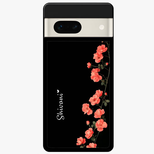  Crimson Bloom Grace Custom Name Glass Case For Google Pixel 7A back cover – full design glossy printed glass finish