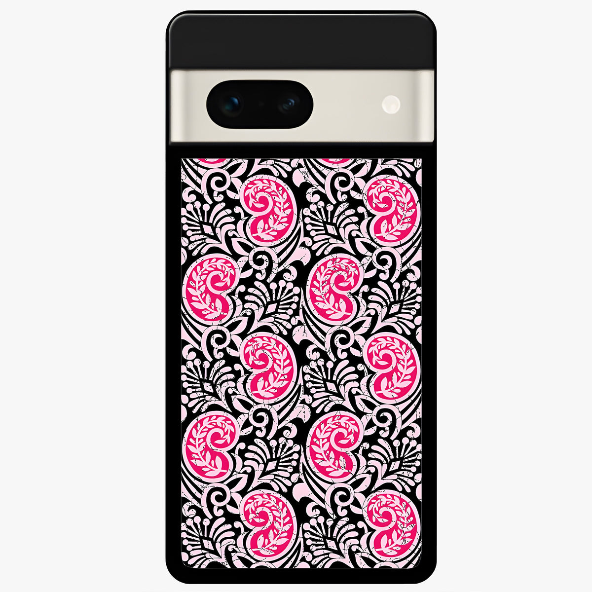  Crimson Paisley Charm Glass Case For Google Pixel 7A back cover – full design glossy printed glass finish