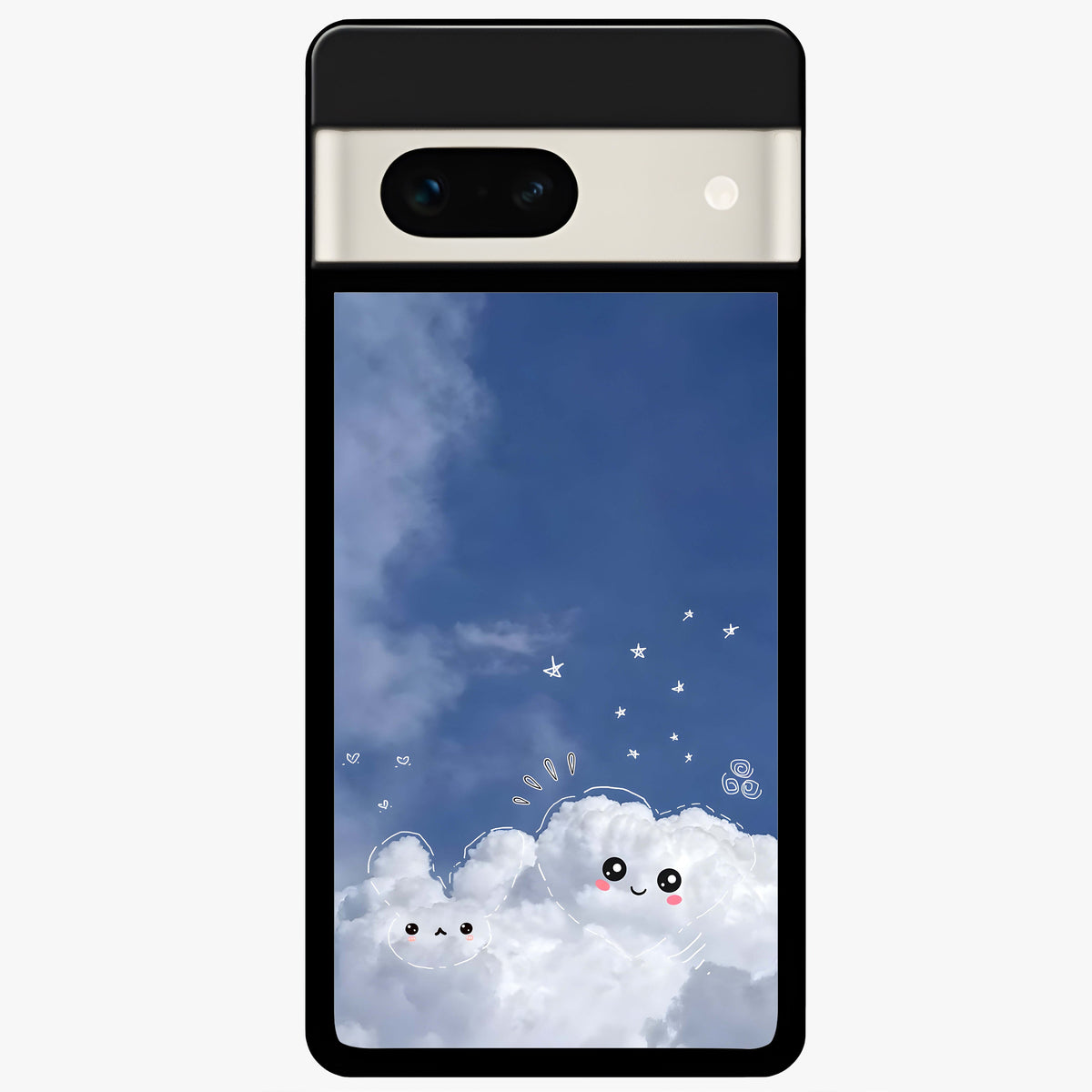  Cute Blossom Cloud Glass Case For Google Pixel 7A back cover – full design glossy printed glass finish