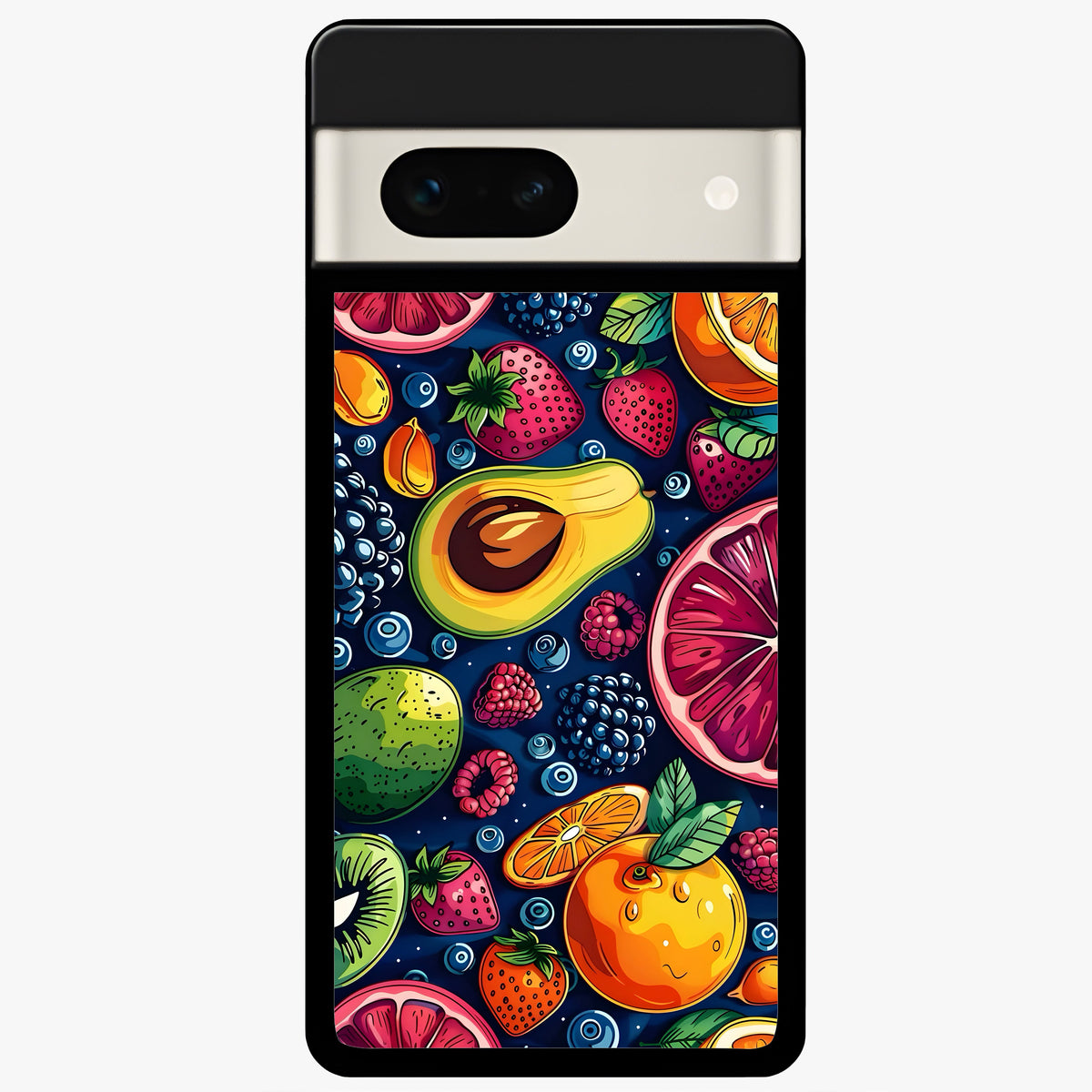 Cute Fruits Art Glass Case For Google Pixel 7A back cover – full design glossy printed glass finish