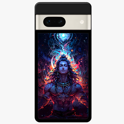  Divine Fire Shiv Glass Case For Google Pixel 7A back cover – full design glossy printed glass finish
