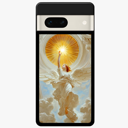  Divine Light Angel Glass Case For Google Pixel 7A back cover – full design glossy printed glass finish