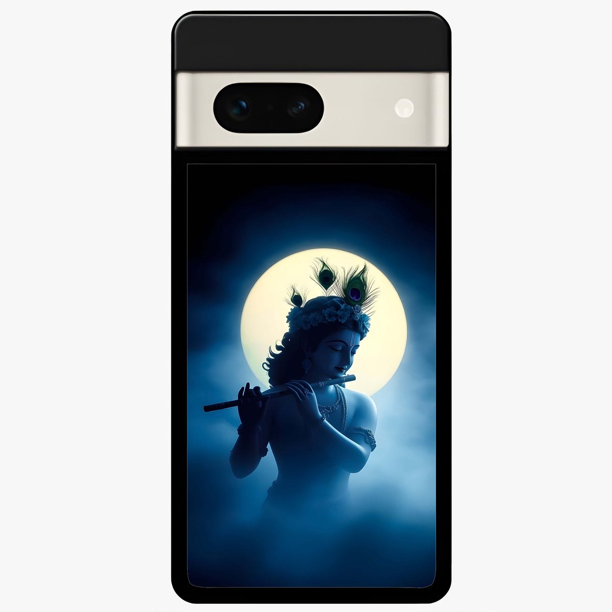  Divine Moon Flute Glass Case For Google Pixel 7A back cover – full design glossy printed glass finish