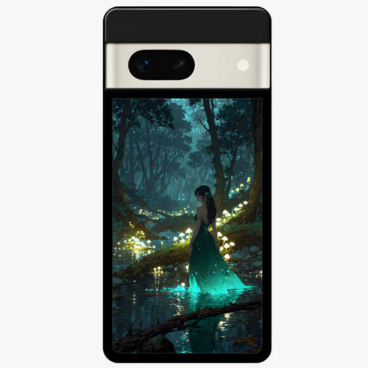  Enchanted Forest Glow Glass Case For Google Pixel 7A back cover – full design glossy printed glass finish