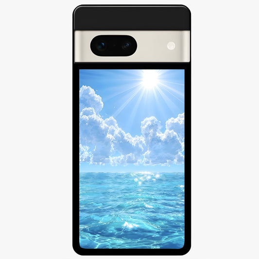  Endless Ocean Horizon Glass Case For Google Pixel 7A back cover – full design glossy printed glass finish