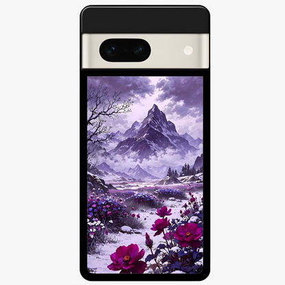  Flower Mountain View Glass Case For Google Pixel 7A back cover – full design glossy printed glass finish
