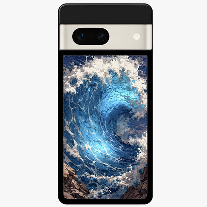  Giant Ocean Wave Glass Case For Google Pixel 7A back cover – full design glossy printed glass finish