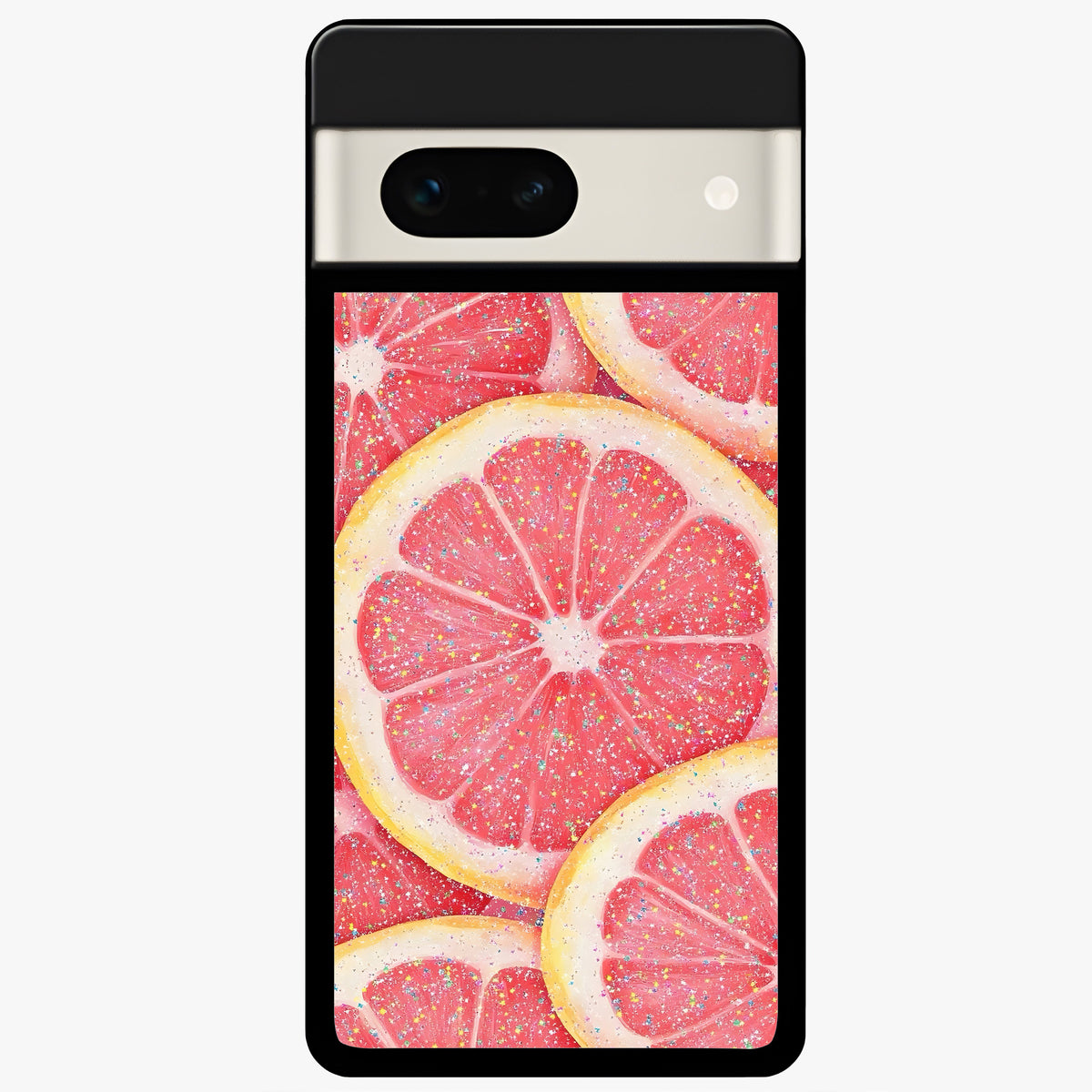  Glitter Grapefruit Glass Case For Google Pixel 7A back cover – full design glossy printed glass finish