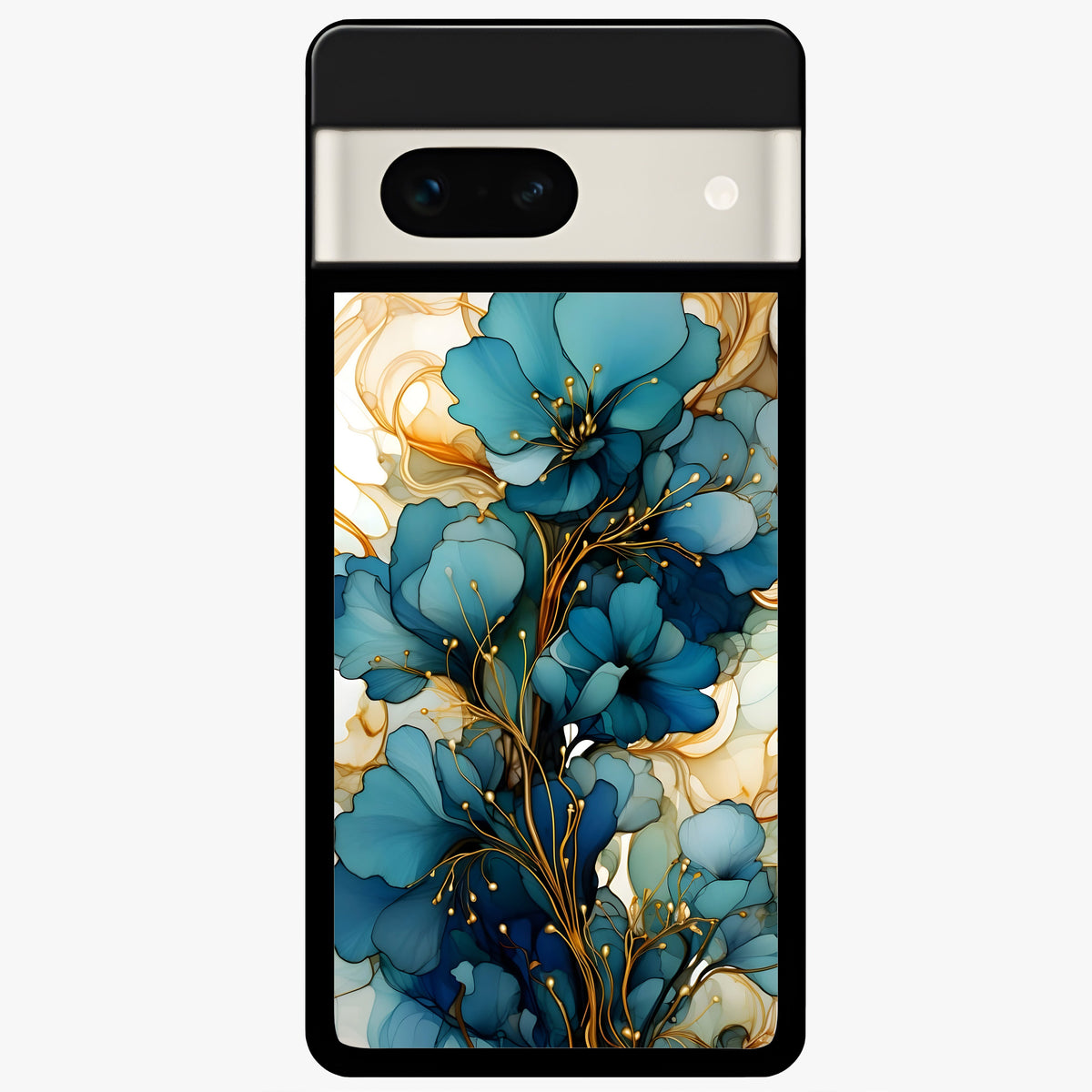  Golden Bloom Symphony Glass Case For Google Pixel 7A back cover – full design glossy printed glass finish