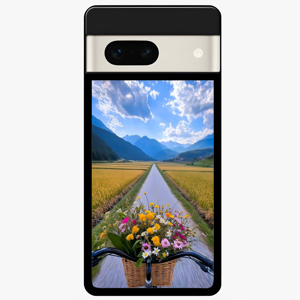  Golden Field Journey Glass Case For Google Pixel 7A back cover – full design glossy printed glass finish