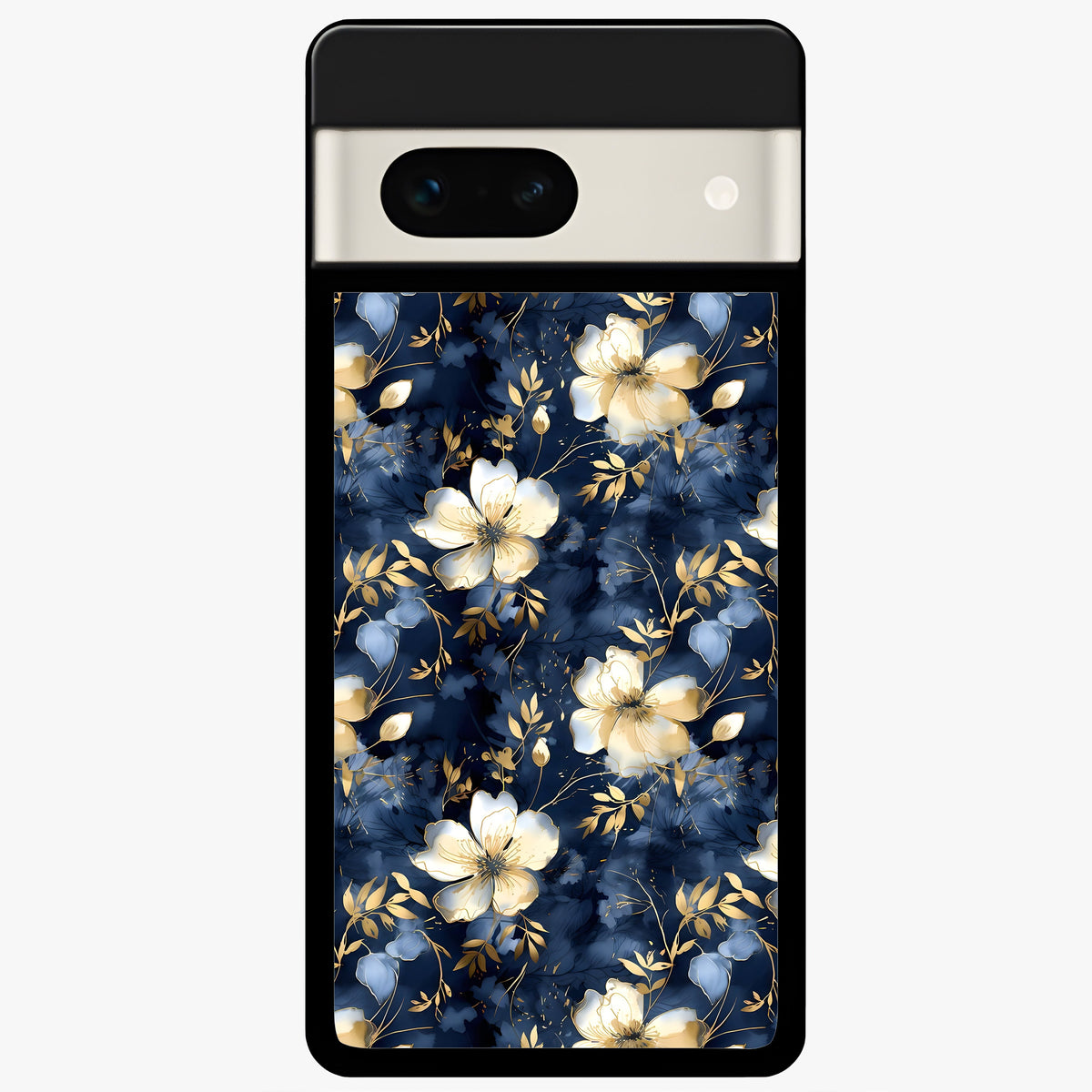  Golden Midnight Bloom Glass Case For Google Pixel 7A back cover – full design glossy printed glass finish