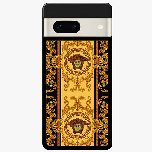  Golden Royal Heritage Glass Case For Google Pixel 7A back cover – full design glossy printed glass finish
