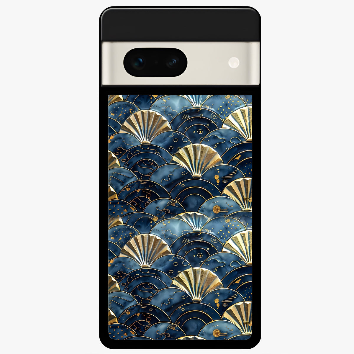  Golden Wave Luxe Glass Case For Google Pixel 7A back cover – full design glossy printed glass finish