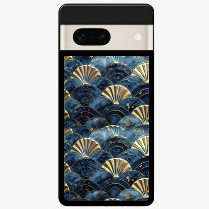  Golden Wave Luxe Glass Case For Google Pixel 7A back cover – full design glossy printed glass finish
