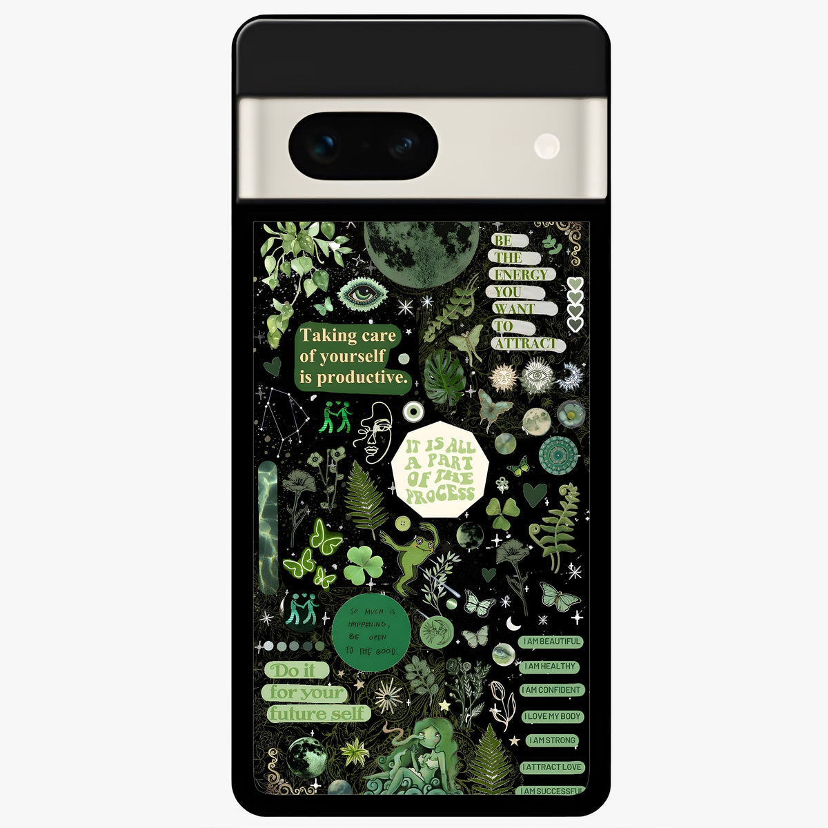  Green Mandala Pattern Glass Case For Google Pixel 7A back cover – full design glossy printed glass finish