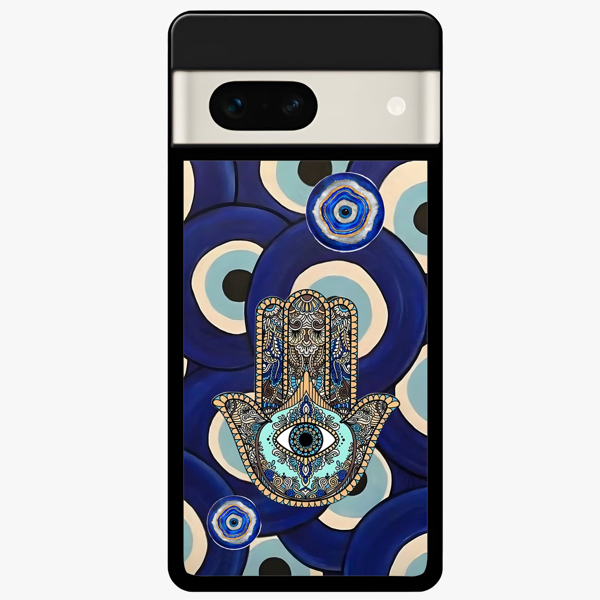  Hamsa Divine Guard Glass Case For Google Pixel 7A back cover – full design glossy printed glass finish