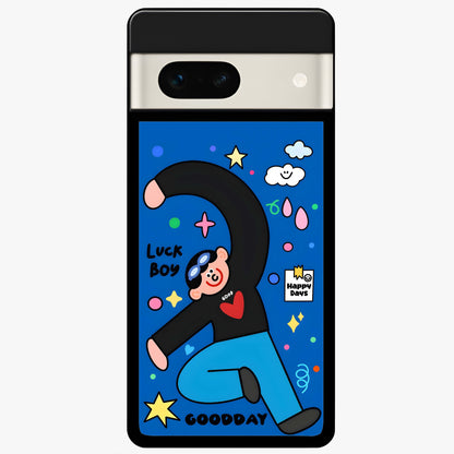  Happy Luck Vibe Glass Case For Google Pixel 7A back cover – full design glossy printed glass finish