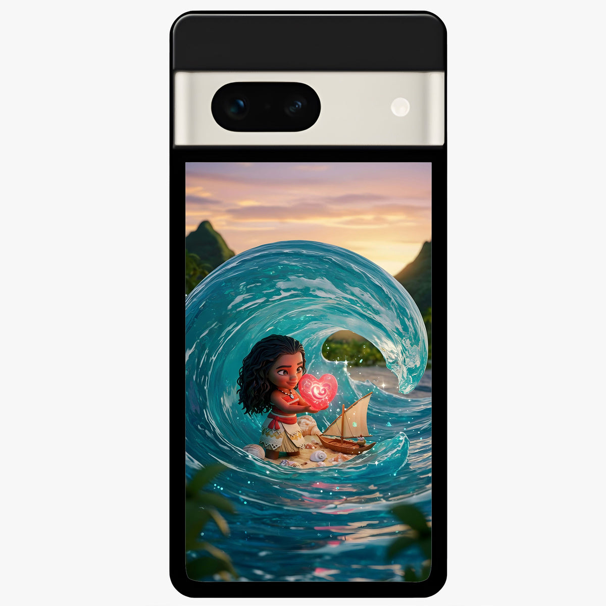  Heart of Ocean Glass Case For Google Pixel 7A back cover – full design glossy printed glass finish