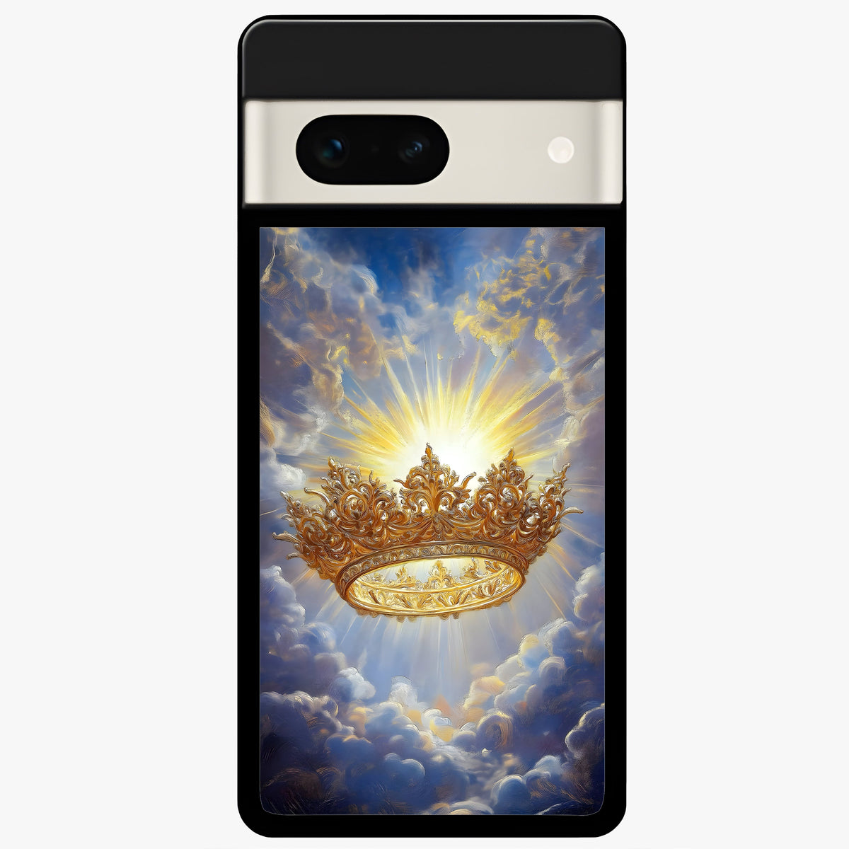  Heavenly Crown Light Glass Case For Google Pixel 7A back cover – full design glossy printed glass finish