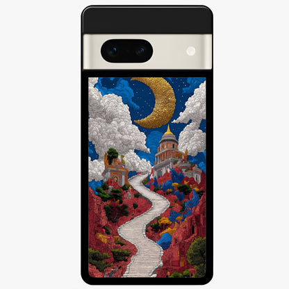  Heavenly Moon Path Glass Case For Google Pixel 7A back cover – full design glossy printed glass finish