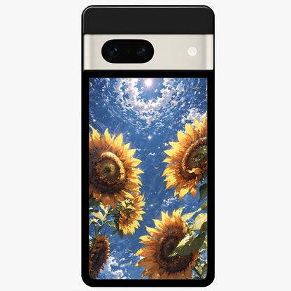  Heavenly Sunflower Rise Glass Case For Google Pixel 7A back cover – full design glossy printed glass finish