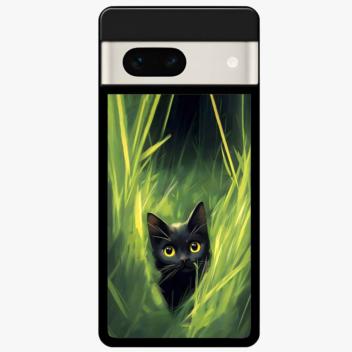  Hidden Cat Whisper Glass Case For Google Pixel 7A back cover – full design glossy printed glass finish