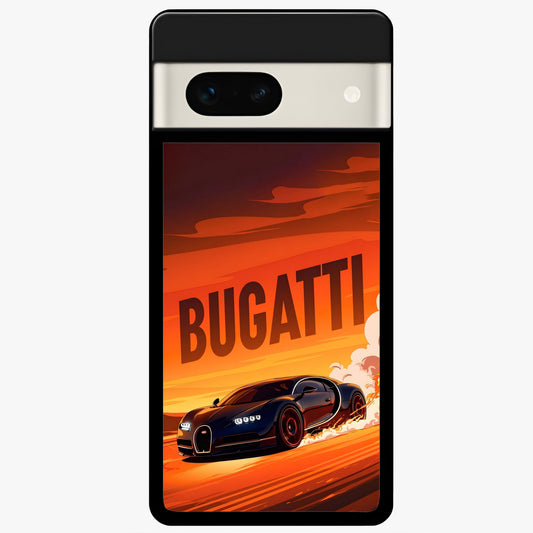  Inferno Bugatti Storm Glass Case For Google Pixel 7A back cover – full design glossy printed glass finish