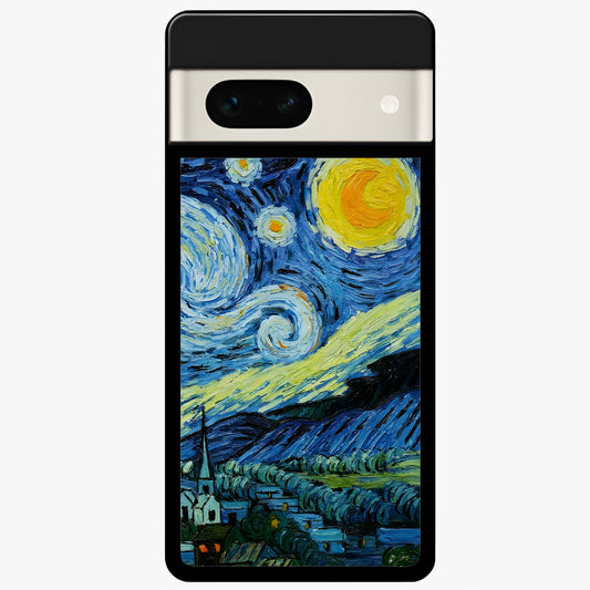  Inspired Van Gogh Art Glass Case For Google Pixel 7A back cover – full design glossy printed glass finish