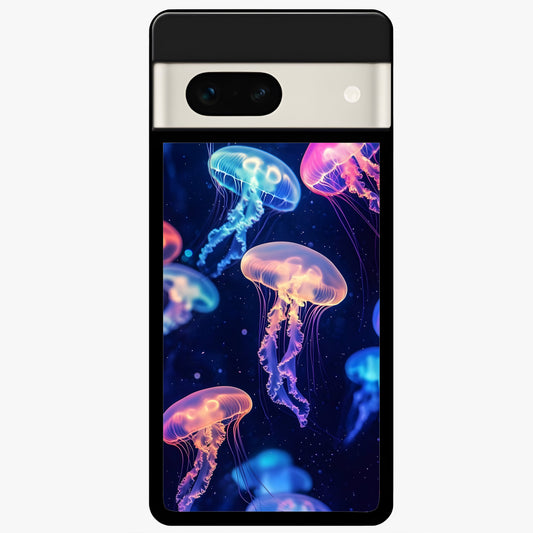  Jellyfish Pattern Glass Case For Google Pixel 7A back cover – full design glossy printed glass finish