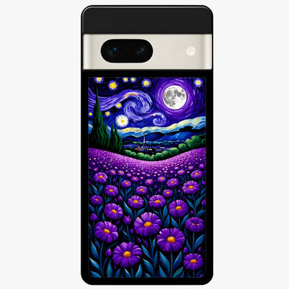  Lavender Moon Field Glass Case For Google Pixel 7A back cover – full design glossy printed glass finish
