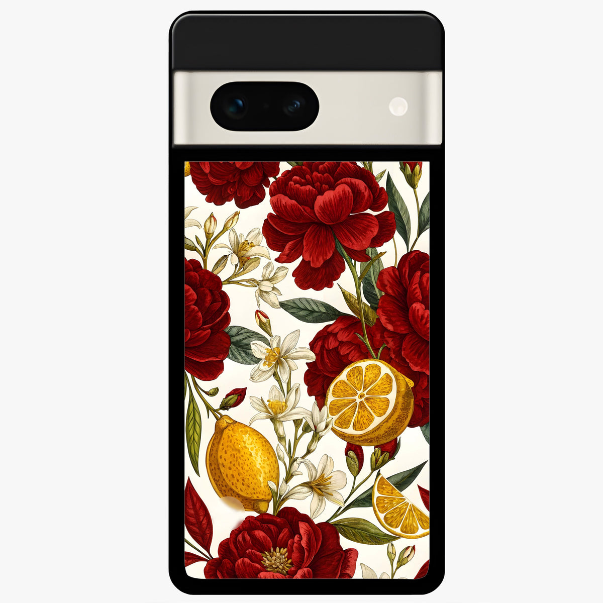  Lemon Rose Charm Glass Case For Google Pixel 7A back cover – full design glossy printed glass finish