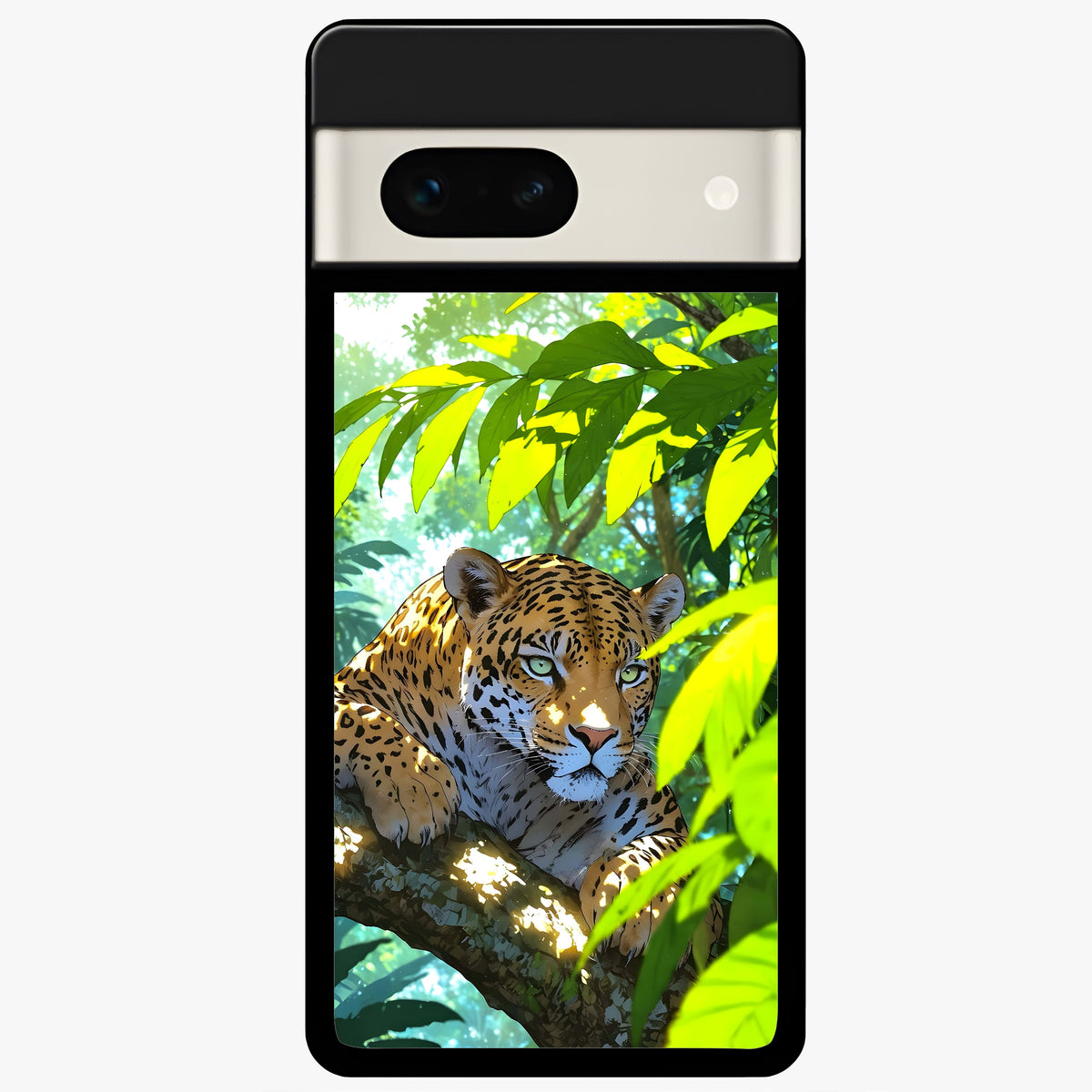  Leopard in Jungle Glass Case For Google Pixel 7A back cover – full design glossy printed glass finish