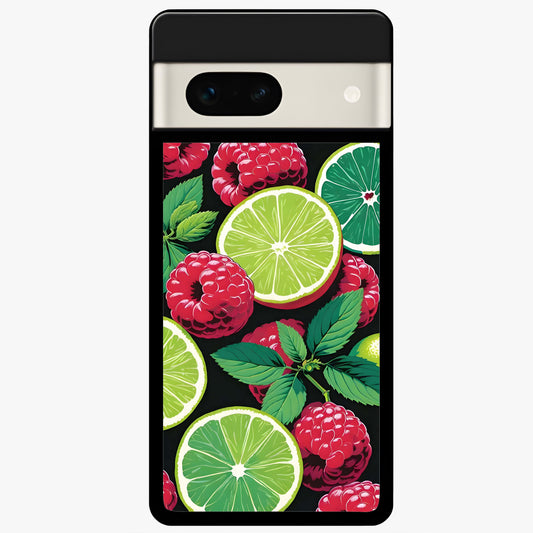  Lime and Raspberry Pattern Glass Case For Google Pixel 7A back cover – full design glossy printed glass finish
