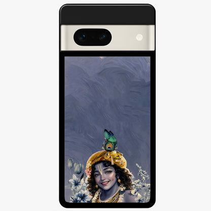  Lord Krishna Glass Case For Google Pixel 7A back cover – full design glossy printed glass finish