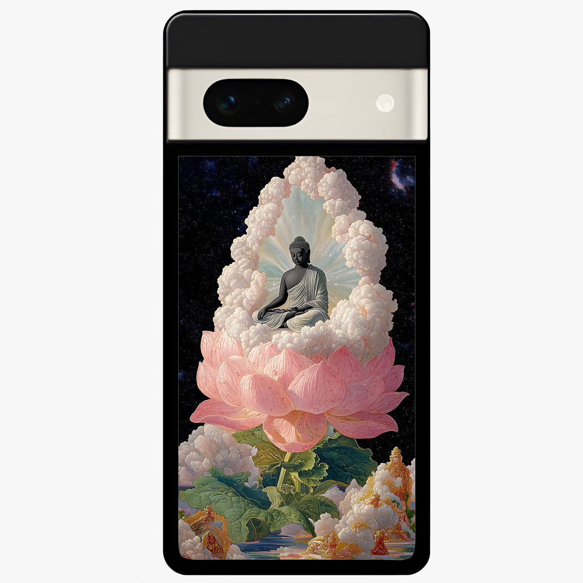  Lotus Divine Peace Glass Case For Google Pixel 7A back cover – full design glossy printed glass finish