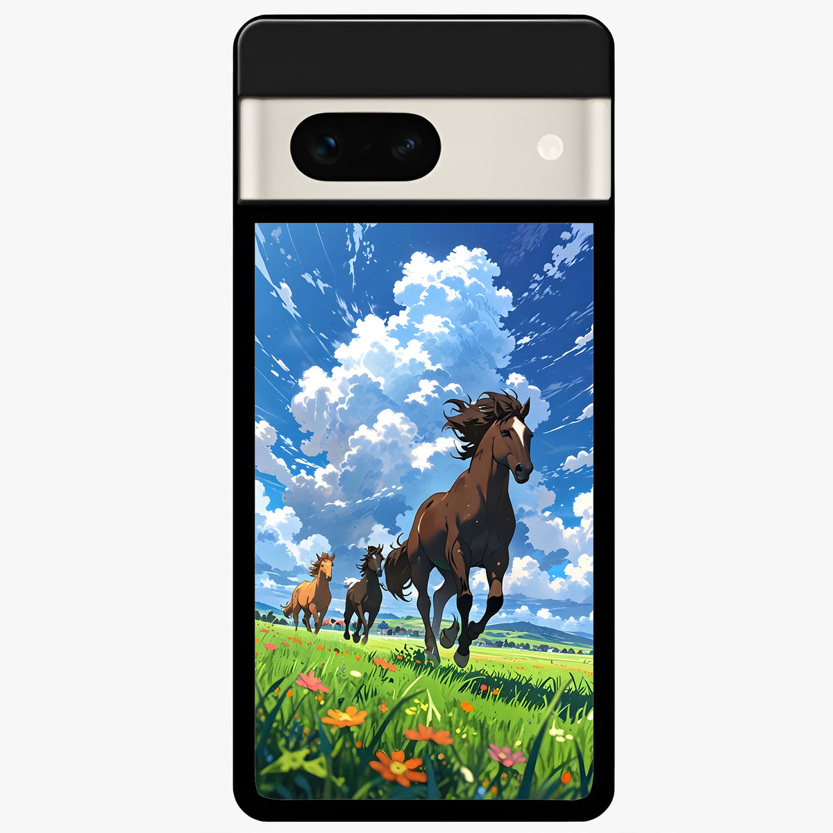 Majestic Horses Galloping Glass Case For Google Pixel 7A back cover – full design glossy printed glass finish