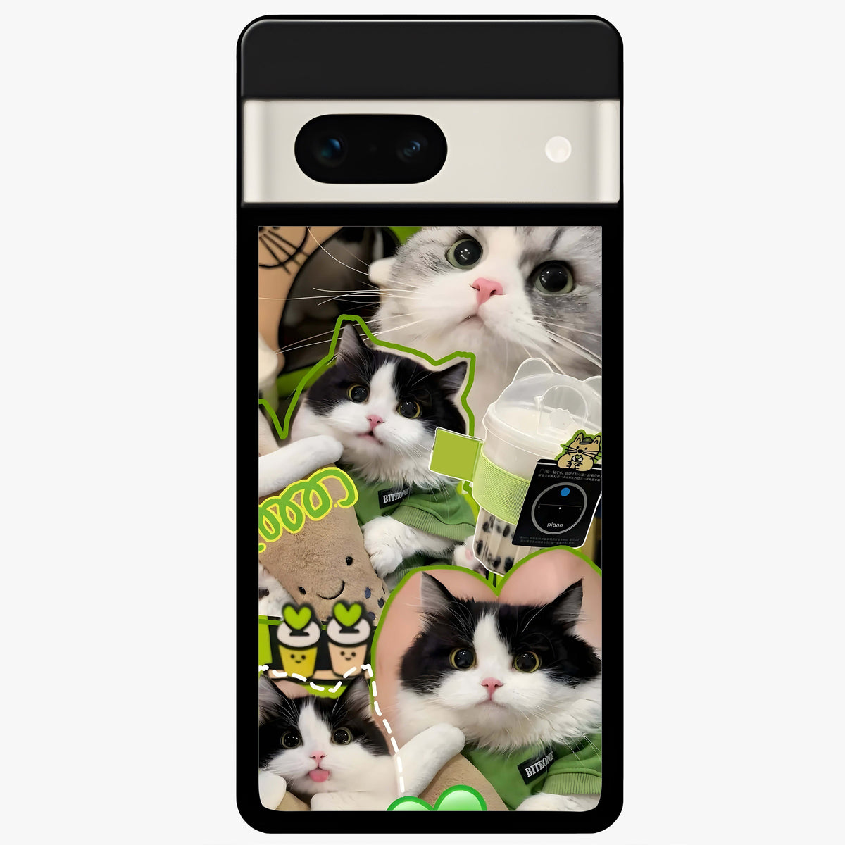  Matcha Cats Mood Glass Case For Google Pixel 7A back cover – full design glossy printed glass finish