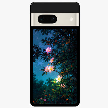  Midnight Bloom Glow Glass Case For Google Pixel 7A back cover – full design glossy printed glass finish