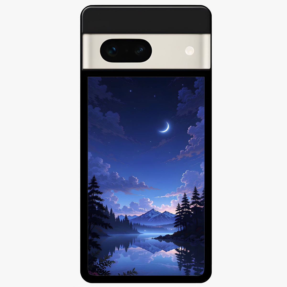  Midnight Lake Peace Glass Case For Google Pixel 7A back cover – full design glossy printed glass finish