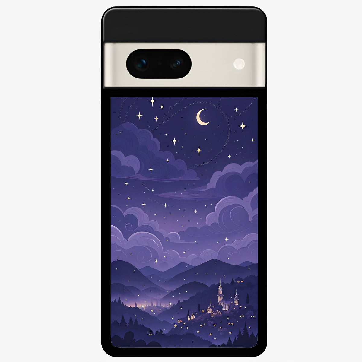  Minimal Night View Glass Case For Google Pixel 7A back cover – full design glossy printed glass finish