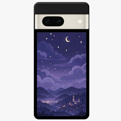  Minimal Night View Glass Case For Google Pixel 7A back cover – full design glossy printed glass finish