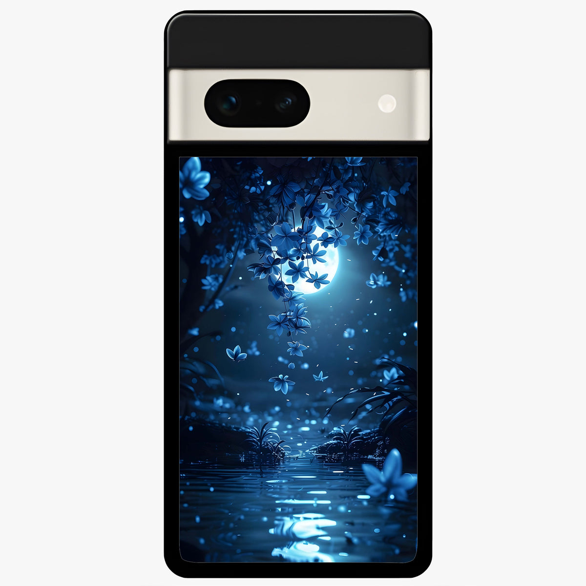  Moonlight Petal Dream Glass Case For Google Pixel 7A back cover – full design glossy printed glass finish